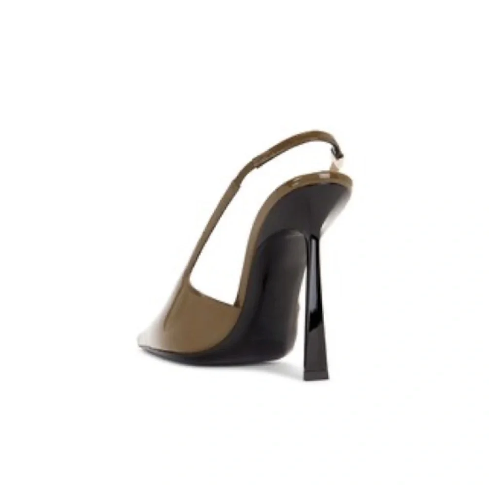 SAINT LAURENT BLAKE SLINGBACK PUMP IN AMBER GREEN